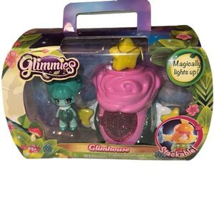 Glimmies Pink house  With Green Glimmie Magically Lights Up Toy Kids 5"